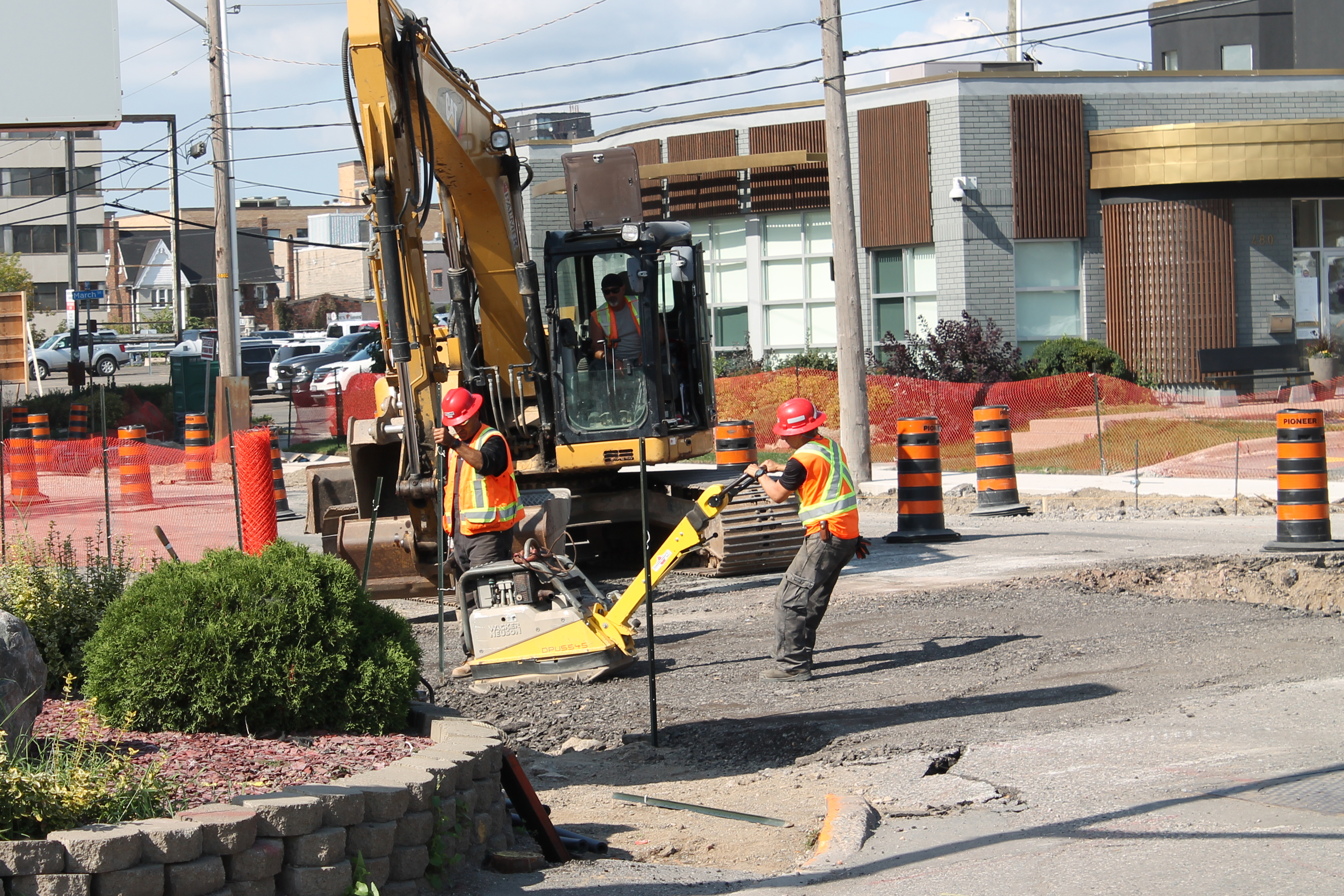 A picture of construction taking place in Sault Ste. Marie, Ontario.