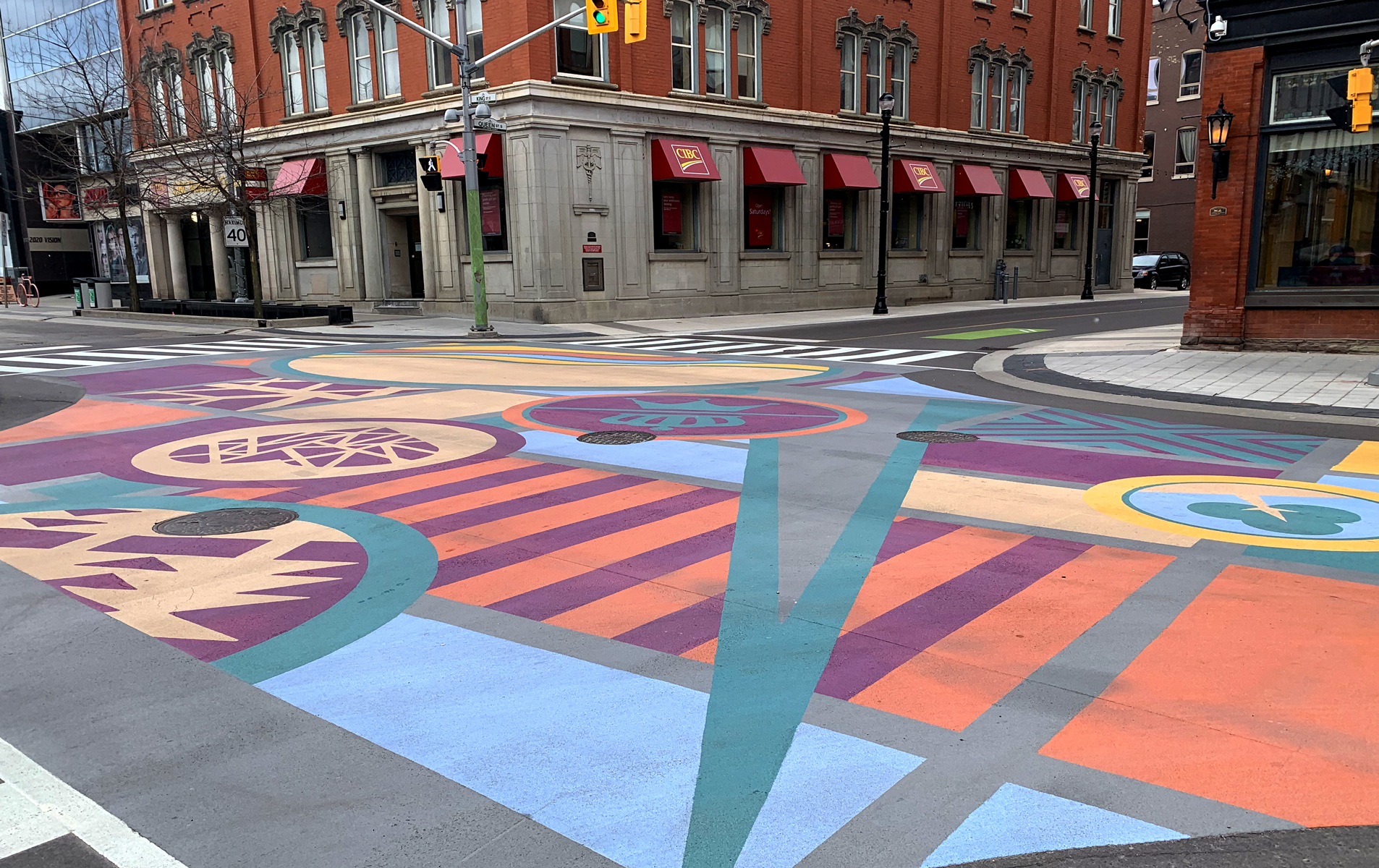 A picture of Queen Street in Kitchener, Ontario.