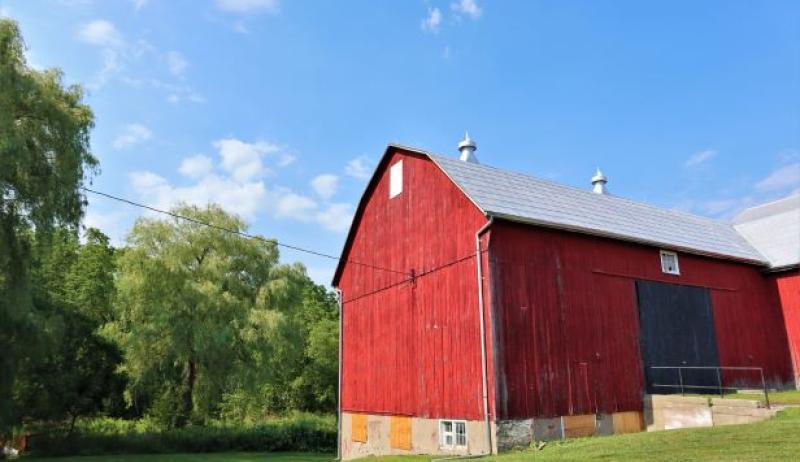 The outside of a barn