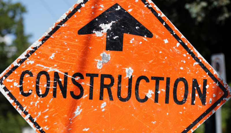 A stock image of a construction sign. 