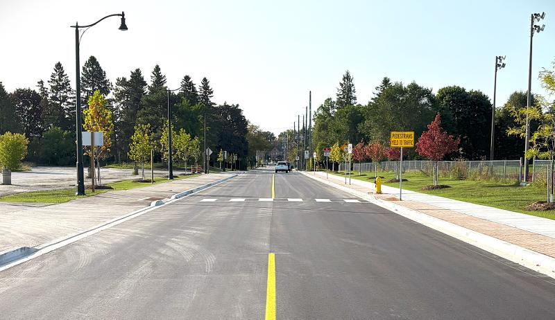 A freshly paved street