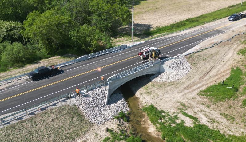 Overhead view of a bridge