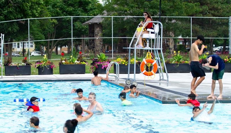Kids playing in a pool