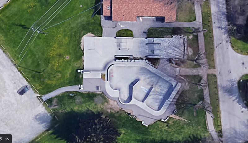 Overhead view of skatepark