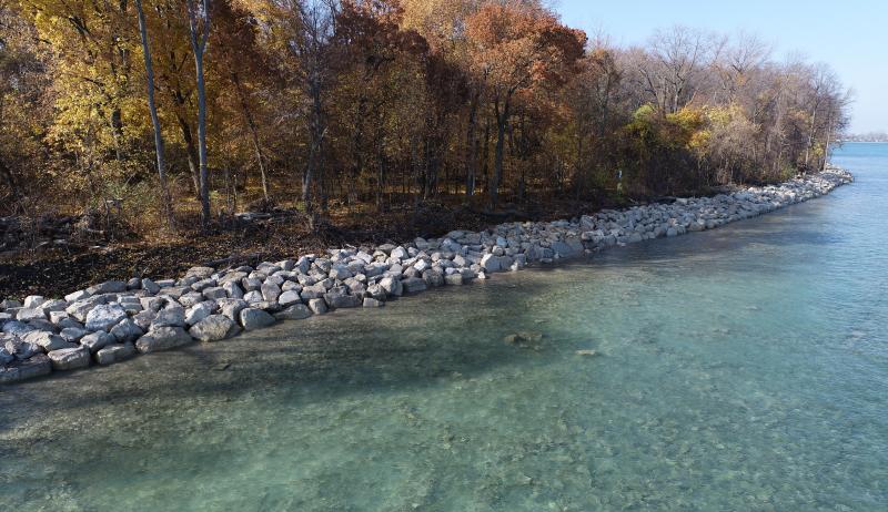 a rock retaining wall
