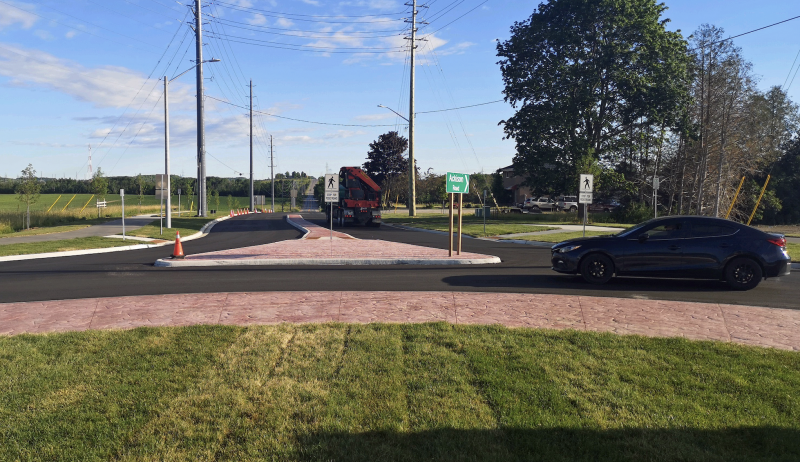 Peterborough has installed its first roundabout for vehicular traffic. 