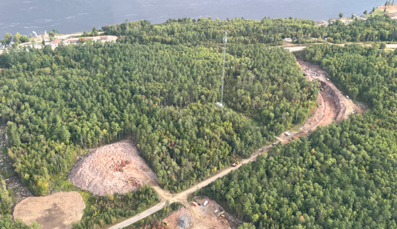 Overhead view of construction site