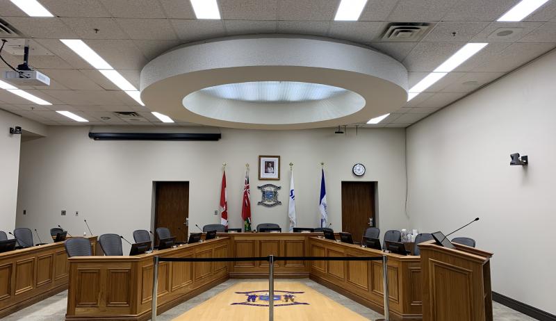 Collingwood's Council chambers retrofitted with new LED lighting. 