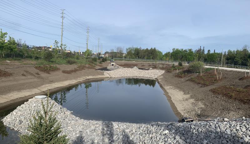 Barrie's LT14 stormwater pond during rehabilitation. 