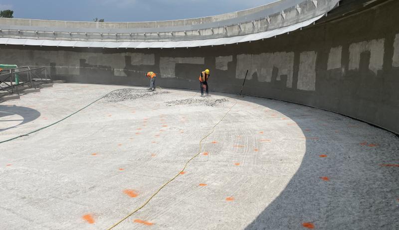 Inside of a water treatment plant during construction 