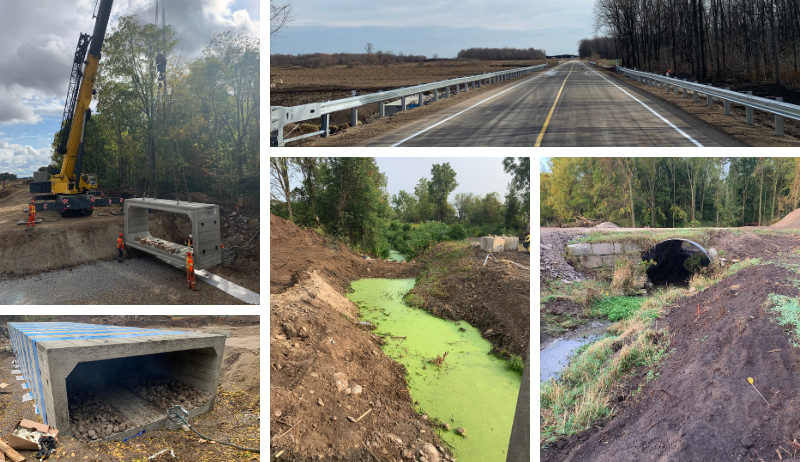 A photo collage showing the work on the Pressey Line West project in Malahide, Ontario